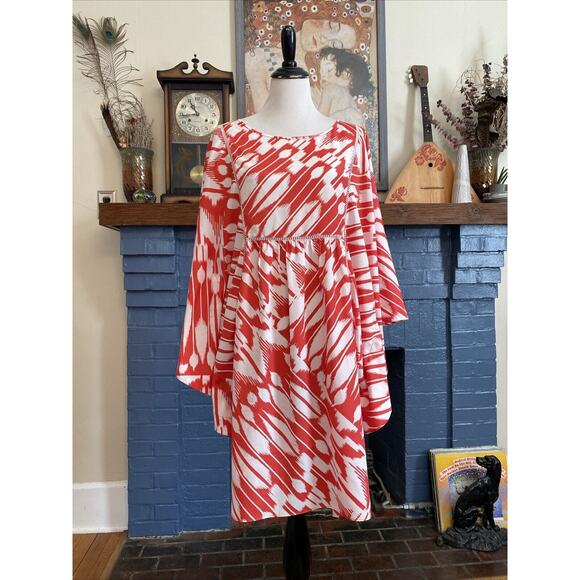 TRINA by Trina Turk Irmik Mini Dress Swim Cover Punch Pink Kimono Sleeve $198 - Picture 1 of 14